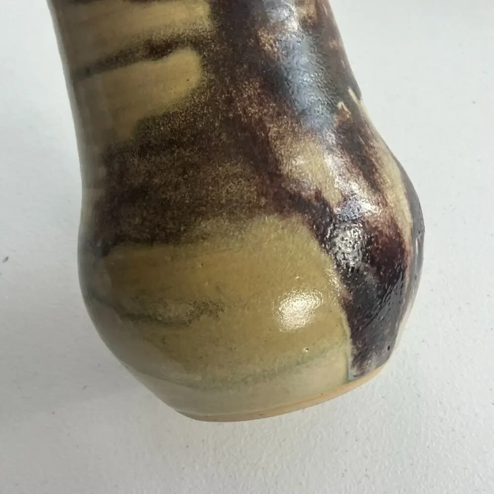 Signed Studio Art Pottery Vase Glazed Hand Thrown Signed Stoneware Frances